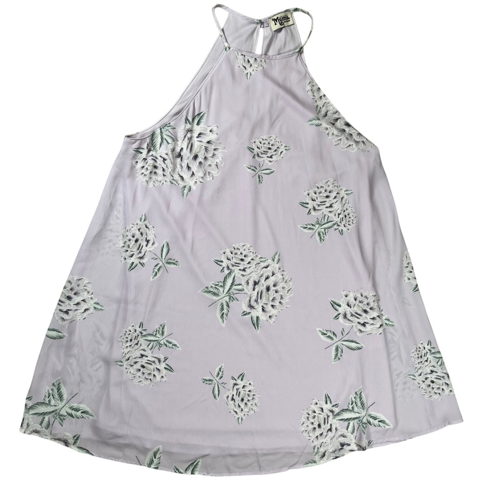 Show Me Your Mumu Gomez Mini Dress Women Medium Lilac Floral Halter Trapeze Boho